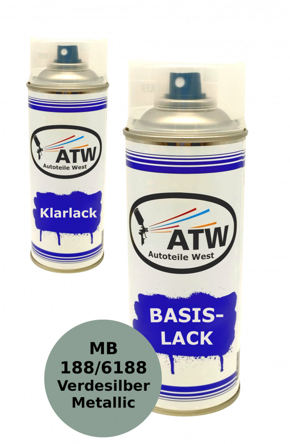 Autolack für Mercedes Benz 188/6188 Verdesilber Metallic+400ml Klarlack Set